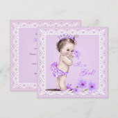  Baby shower Girl  lavender Flowers Kaart (Voorkant / Achterkant)