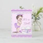  Baby shower Girl Lavender Lace Cupcakes Kaart (Staand voorkant)