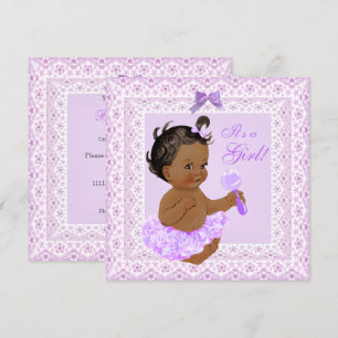 Baby shower Girl  Lavender Lace Ethnic Kaart