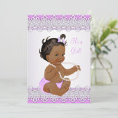 Baby shower Girl Lavender Lace Pearl Ethnic Kaart (Staand voorkant)