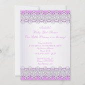 Baby shower Girl Lavender Lace Pearl Ethnic Kaart (Achterkant)