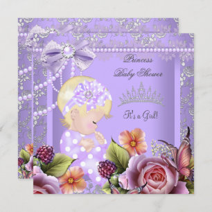 Baby shower Girl Lavender Roos Blonde Kaart