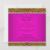 Baby shower Girl Leopard High Hiel Pink Brunette Kaart (Achterkant)