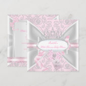  Baby shower Girl Little Princess Diamonds Kaart (Voorkant / Achterkant)