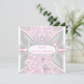  Baby shower Girl Little Princess Diamonds Kaart (Staand voorkant)