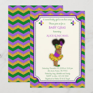 Baby shower Girl, Mardi Gras Girl, goud, chevron Kaart