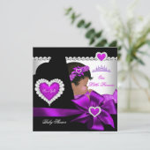 Baby shower Girl Paars Kaart (Staand voorkant)