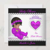 Baby shower Girl Paars Kaart (Voorkant)