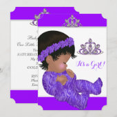 Baby shower Girl Paars Kaart (Voorkant / Achterkant)