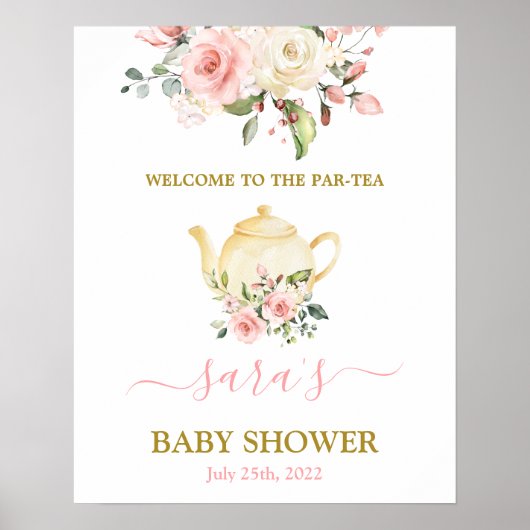 Baby shower Girl Par-Tea Welkomstteken Poster (Voorkant)