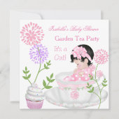 Baby shower Girl Pink Baby Garden Tea Party Kaart (Voorkant)
