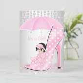 Baby shower Girl Pink Baby Shoe Diamond 2 Kaart (Staand voorkant)