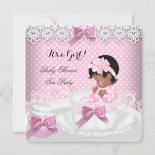 Baby shower Girl Pink Baby Teacup Cupcake 2a Kaart