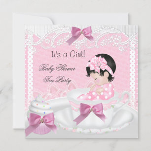 Baby shower Girl Pink Baby Teacup Cupcake 34 Kaart