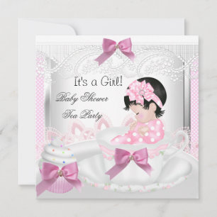 Baby shower Girl Pink Baby Teacup Cupcake 35 Kaart
