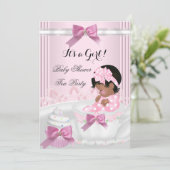 Baby shower Girl Pink Baby Teacup Cupcake 4a Kaart (Staand voorkant)