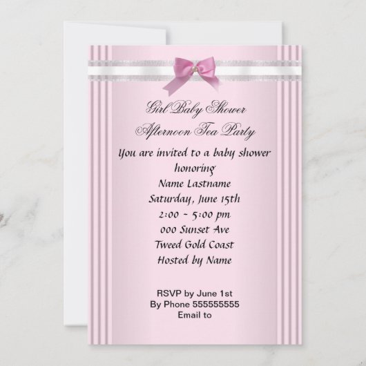 Baby shower Girl Pink Baby Teacup Cupcake 4a Kaart (Achterkant)