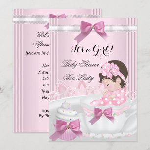 Baby shower Girl Pink Baby Teacup Cupcake 4b Kaart