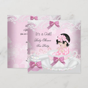 Baby shower Girl Pink Baby Teacup Cupcake Kaart