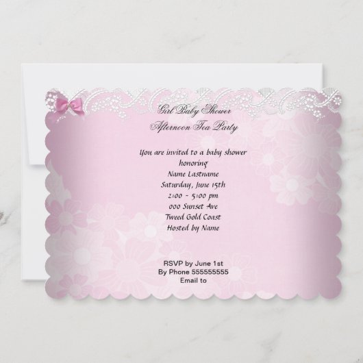 Baby shower Girl Pink Baby Teacup Cupcake L2s Kaart (Achterkant)