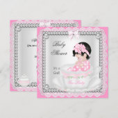 Baby shower Girl Pink Baby Teacup kant Kaart (Voorkant / Achterkant)