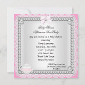 Baby shower Girl Pink Baby Teacup kant Kaart (Achterkant)