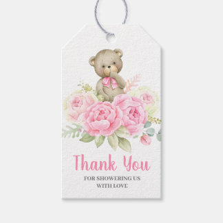 Baby Shower Girl Pink Bear Cadeaulabel