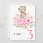 Baby Shower Girl Pink BearTable sign Kaart (Voorkant)