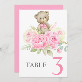 Baby Shower Girl Pink BearTable sign Kaart