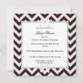 Baby shower Girl Pink Black Stripe White Ethnic Kaart (Achterkant)