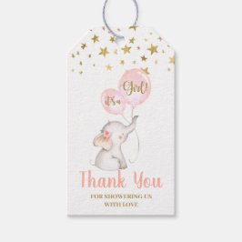 Baby shower Girl Pink Elephant Cadeaulabel