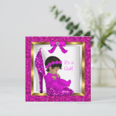 Baby shower Girl Pink Glitter Baby in Shoe Kaart (Staand voorkant)