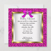 Baby shower Girl Pink Glitter Baby in Shoe Kaart (Achterkant)