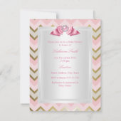  Baby shower Girl Pink Gold Chevron Kaart (Achterkant)