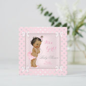Baby shower Girl Pink Grey Pearl Ethnic Kaart (Staand voorkant)