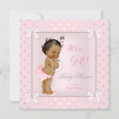 Baby shower Girl Pink Grey Pearl Ethnic Kaart (Voorkant)