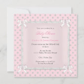 Baby shower Girl Pink Grey Polka Dot Brunette Kaart (Achterkant)