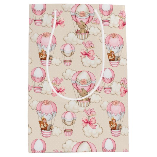 Baby shower Girl Pink Medium Cadeauzakje (Voorkant)