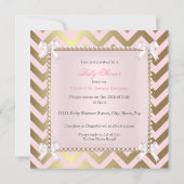 Baby shower Girl Pink Pearl Gold Chevron Ethnic Kaart (Achterkant)