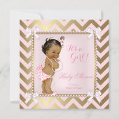 Baby shower Girl Pink Pearl Gold Chevron Ethnic Kaart (Voorkant)