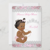 Baby shower Girl Pink Pearl Silver Roos Ethnic Kaart (Voorkant)