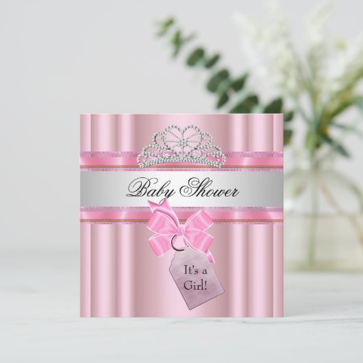 Baby shower Girl Pink Princess Black Kaart (Staand voorkant)