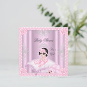 Baby shower Girl Pink Princess Tiara Kaart (Staand voorkant)