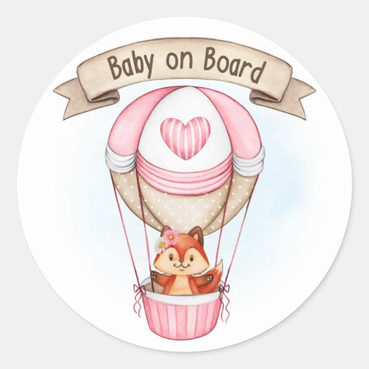 Baby shower Girl Pink Ronde Sticker (Voorkant)