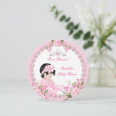  Baby shower Girl Pink Roos 3A Kaart (Staand voorkant)