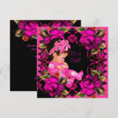 Baby shower Girl Pink Rose Flowers 2 Kaart (Voorkant / Achterkant)