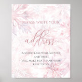 Baby shower Girl Pink Snowflake Adres Poster (Voorkant)