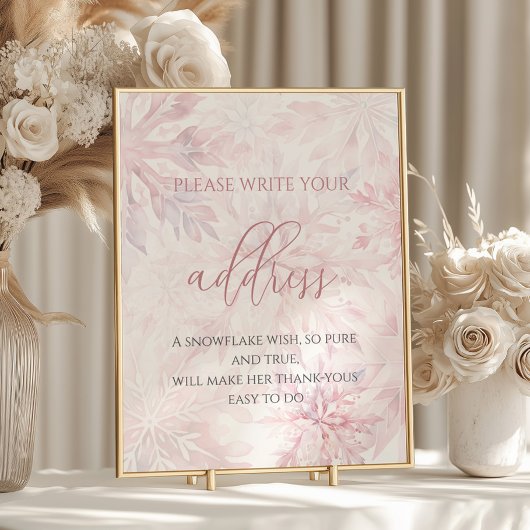 Baby shower Girl Pink Snowflake Adres Poster