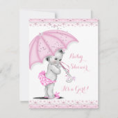 Baby shower Girl Pink Sprinkle Umbrella Kaart (Voorkant)