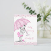 Baby shower Girl Pink Sprinkle Umbrella Kaart (Staand voorkant)